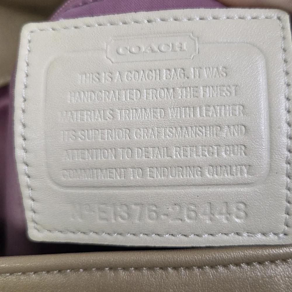 Coach Madison Phoebe Op Art Gold Sateen Purple Interior Shoulder Bag 26448